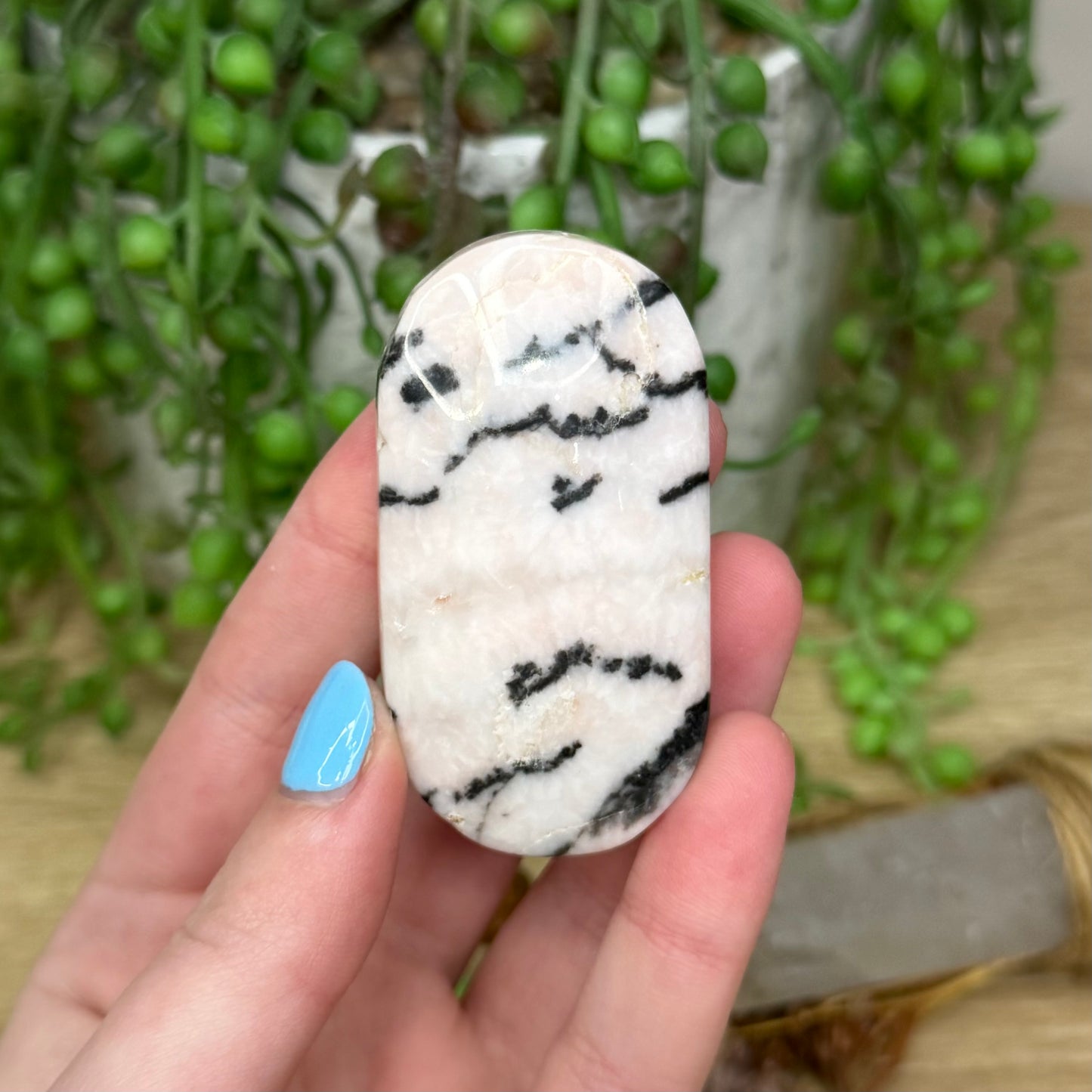Pink Zebra Jasper Palm Stone (280A)