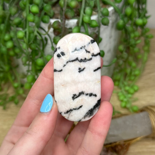 Pink Zebra Jasper Palm Stone (280A)