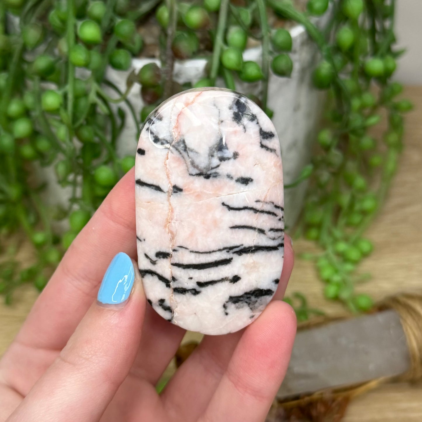 Pink Zebra Jasper Palm Stone (281A)