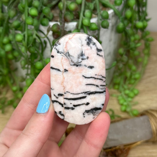 Pink Zebra Jasper Palm Stone (281A)