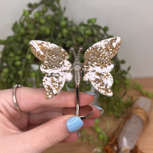 Ocean Jasper Butterfly Wings On Stand (U800)