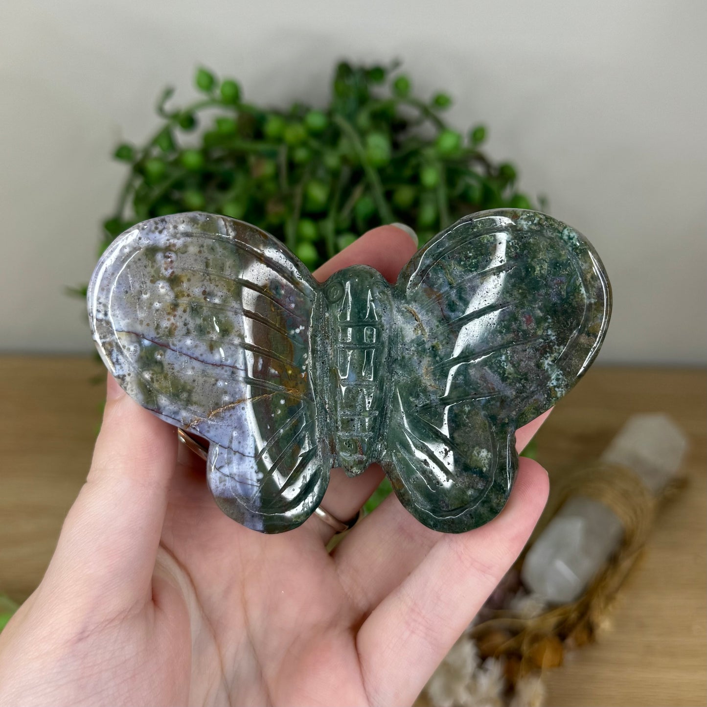 Moss Agate / Ocean Jasper Butterfly (P835)