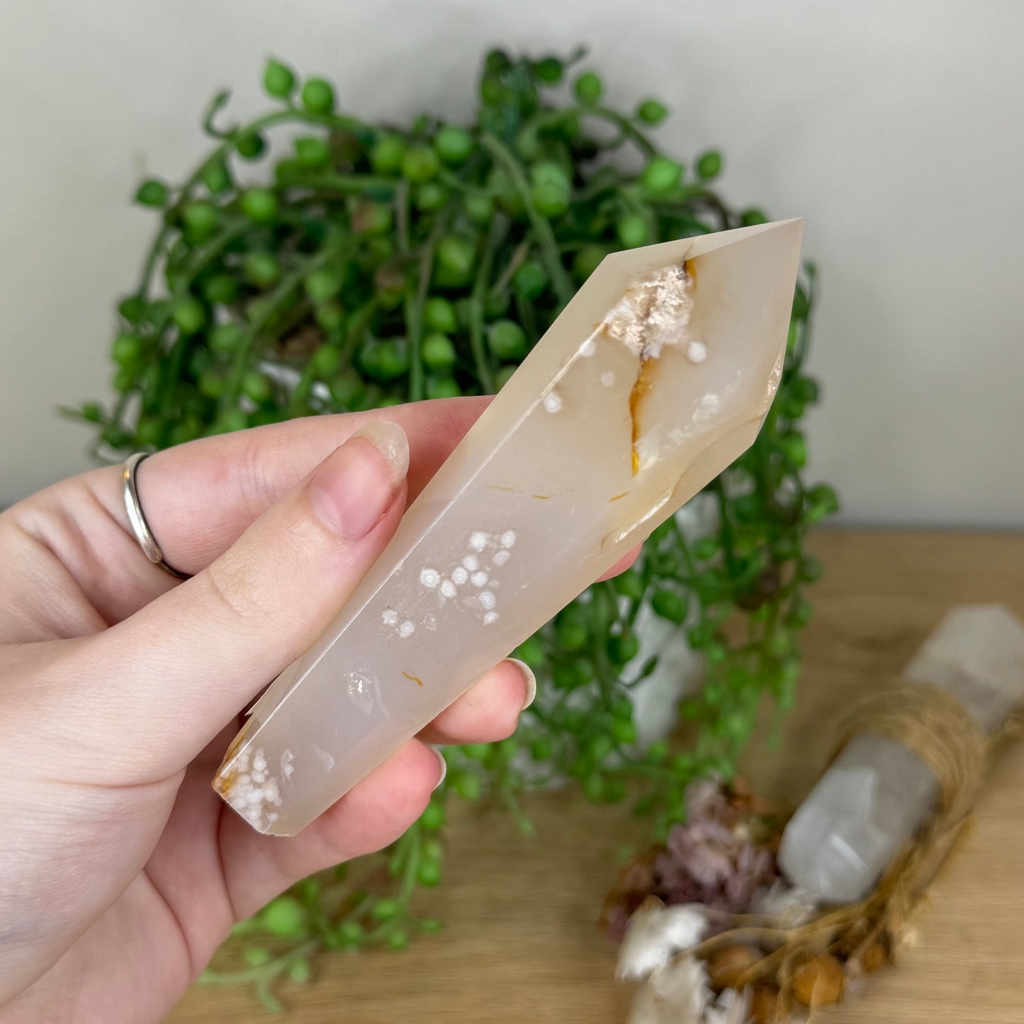 Flower Agate Wand (P841)