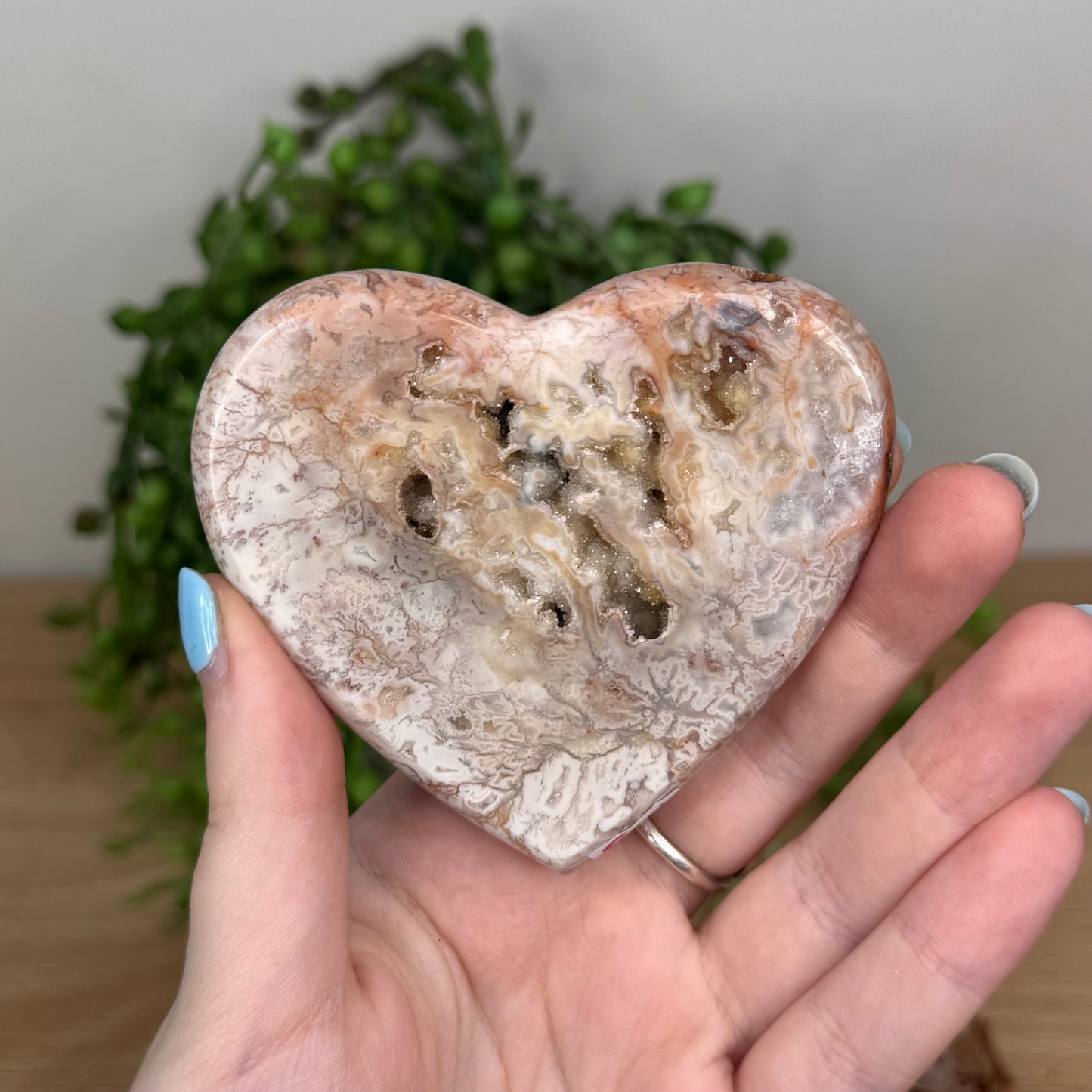 Pink Crazy Lace Agate Heart (U484)