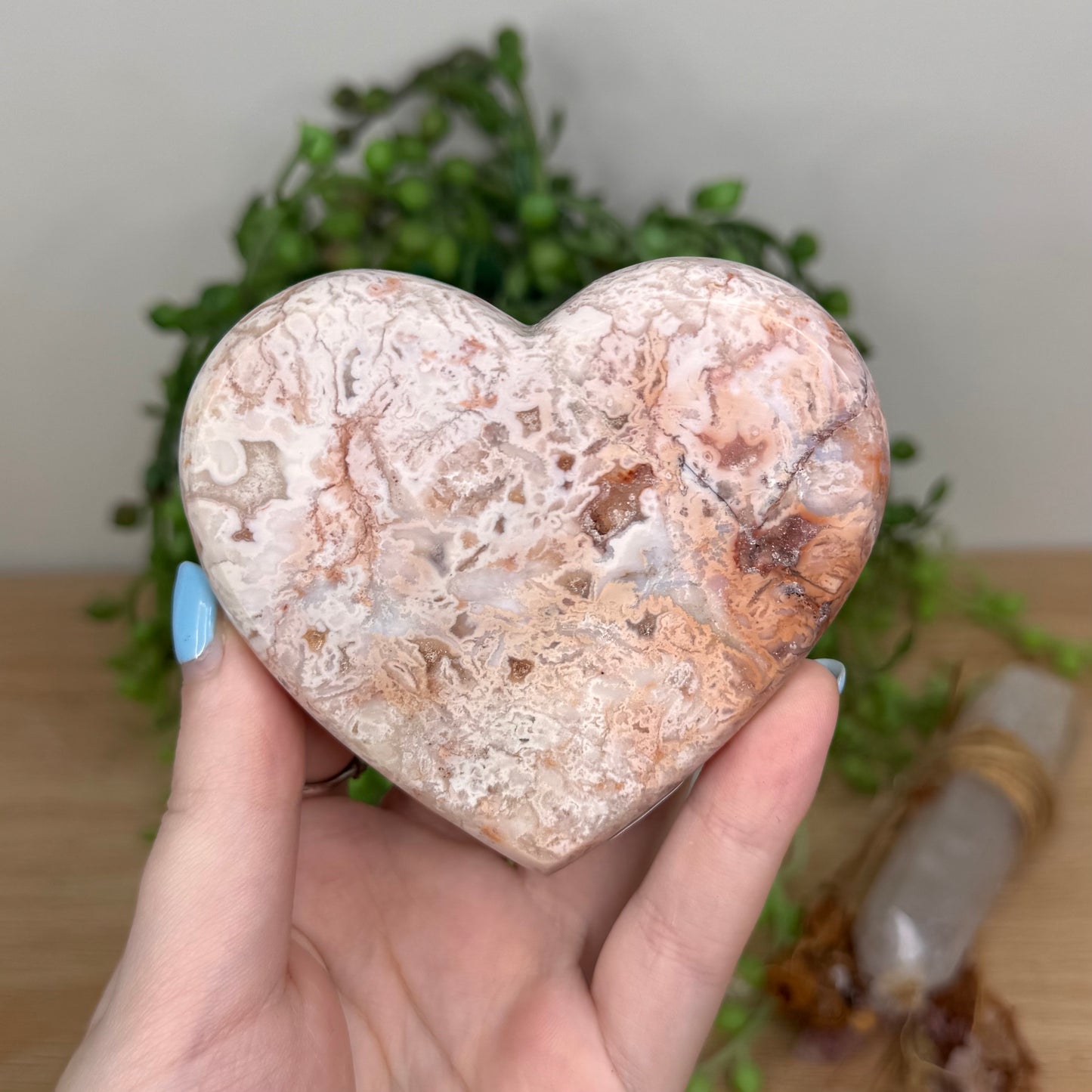 Pink Crazy Lace Agate Heart (U486)