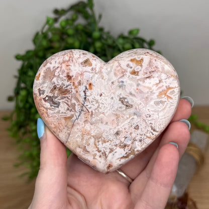 Pink Crazy Lace Agate Heart (U486)