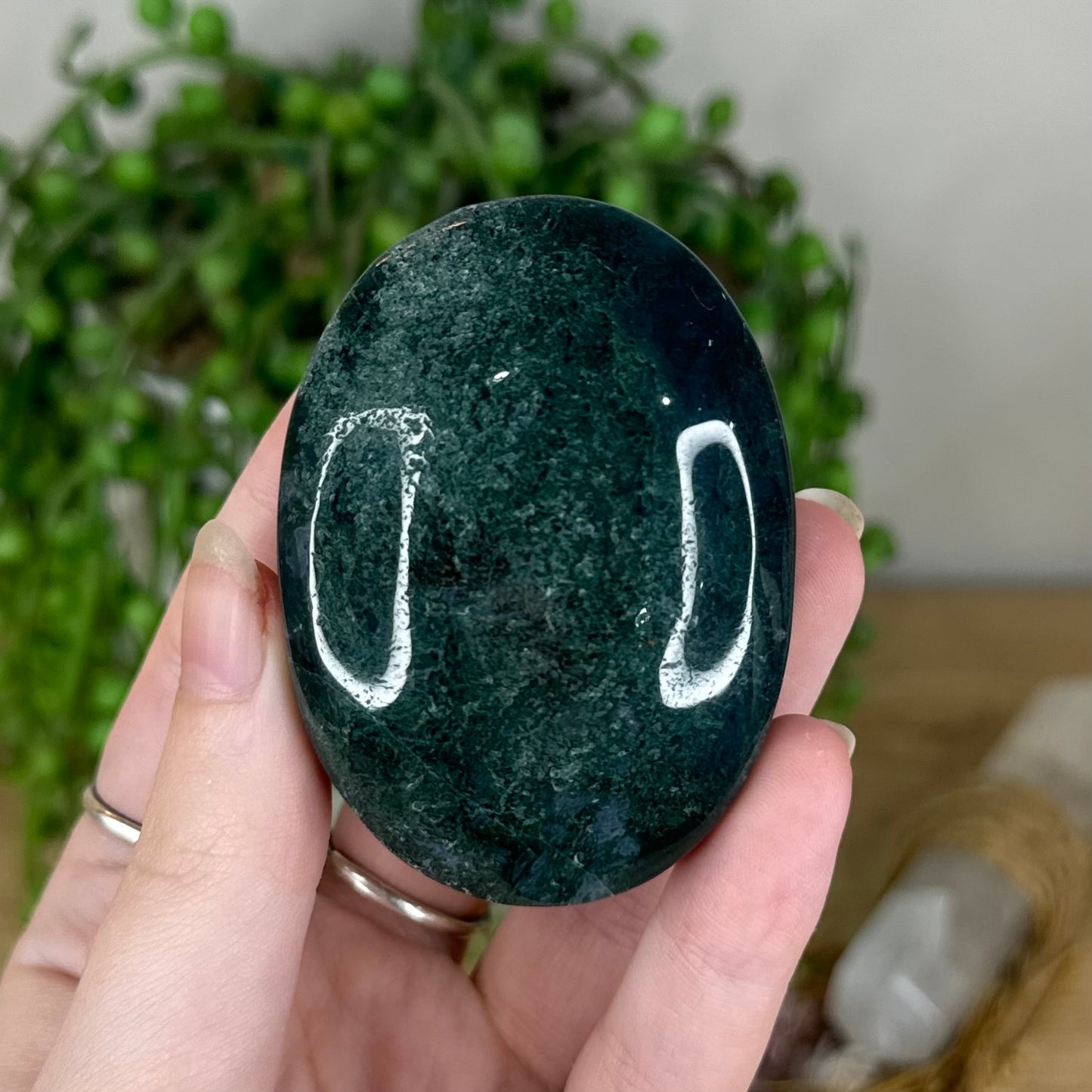 Moss Agate Palm Stone (Q95)