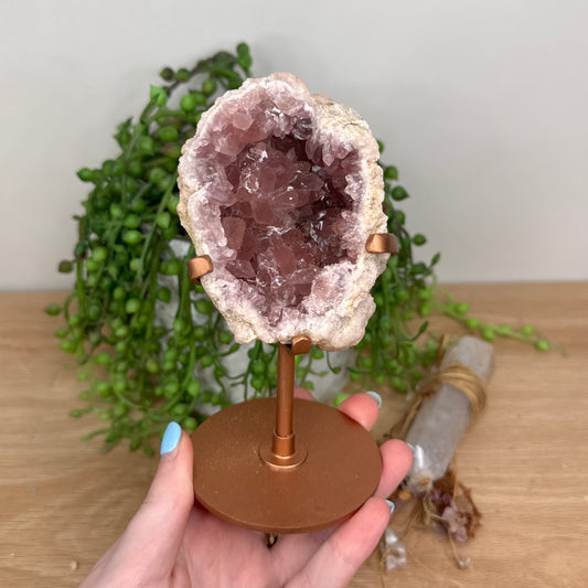 Argentinan Pink Amethyst Geode On Stand 1