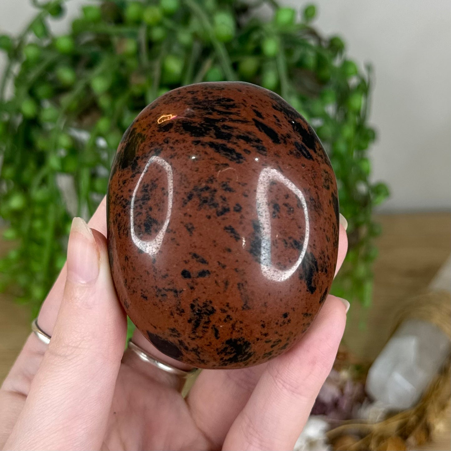 Mahogany Obsidian Palm Stone (Q217)