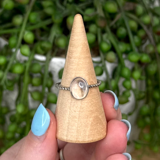 Blue Needle Clear Quartz S925 Ring (U565)