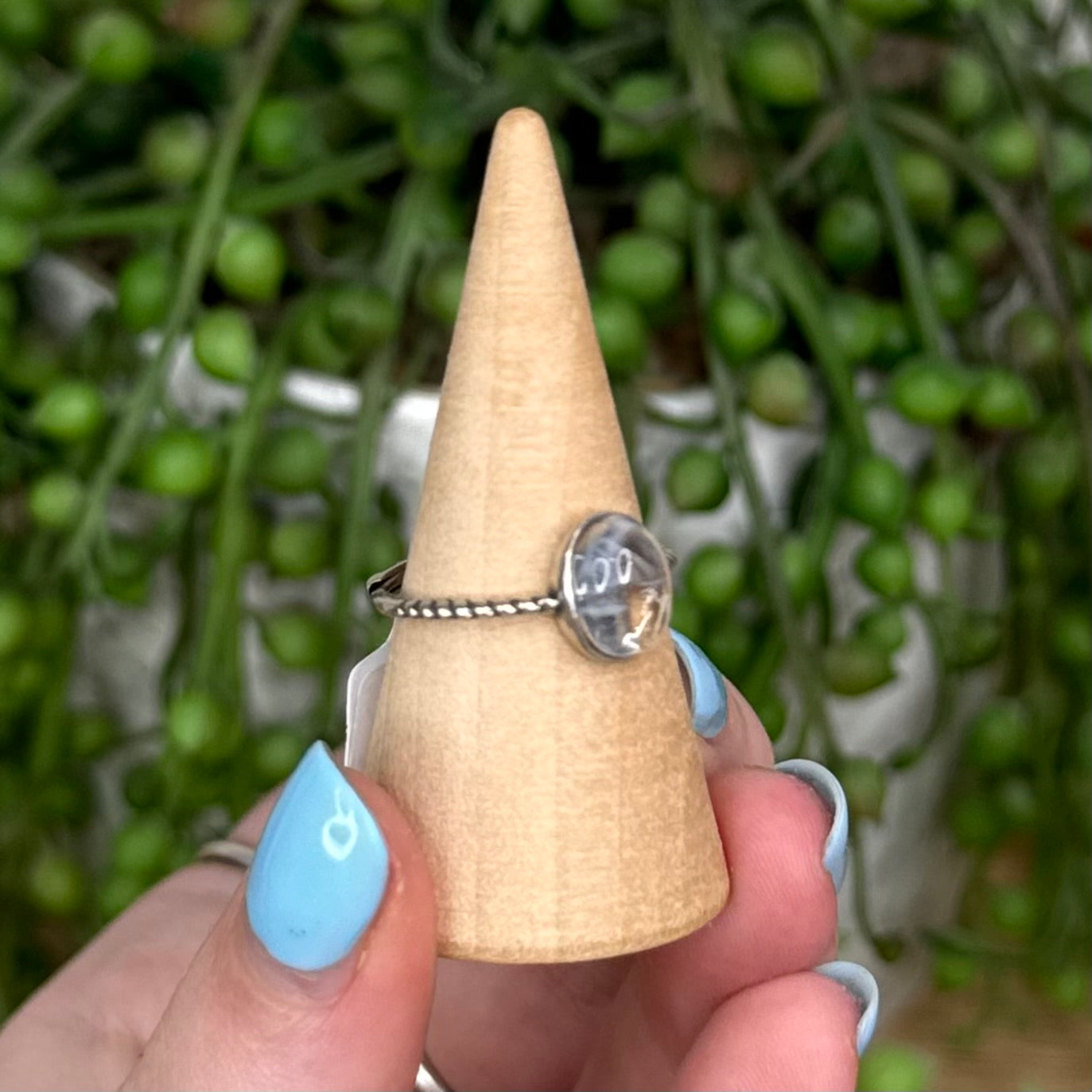 Blue Needle Clear Quartz S925 Ring (U565)