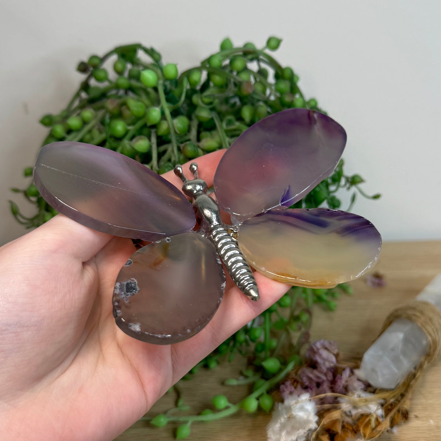 Purple Agate Slice Butterfly (H631)