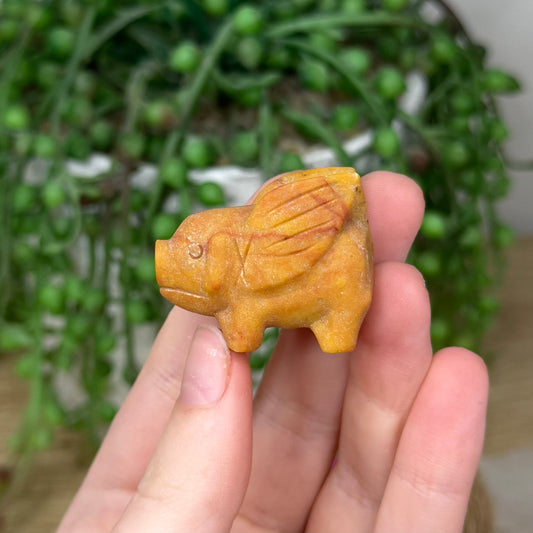Yellow Mudstone Flying Pig (611A)