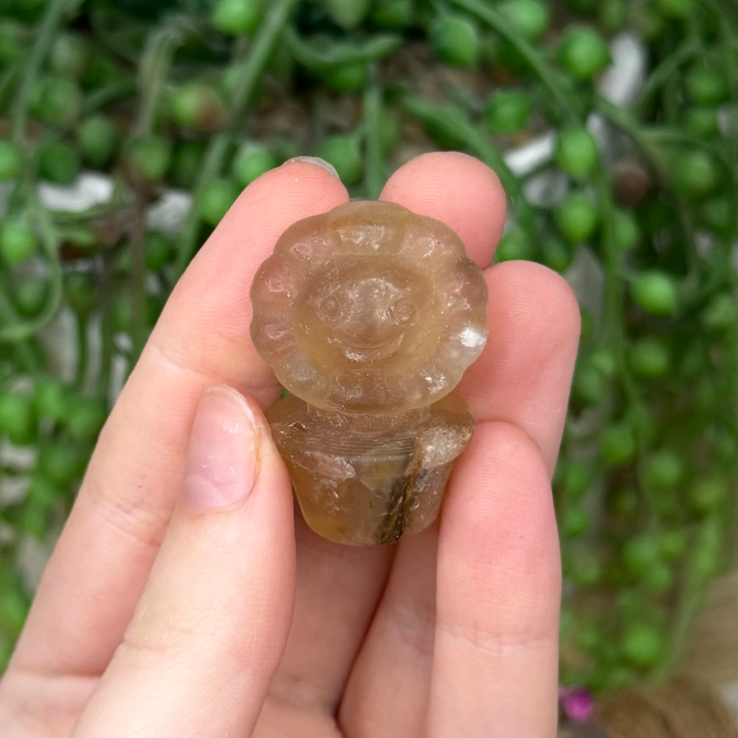 Yellow Fluorite Small Flower Pot