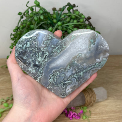 Moss Agate Heart (411A)