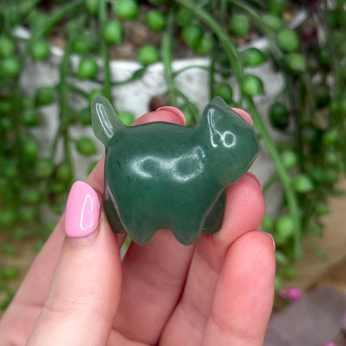 Green Aventurine Small Round Cat