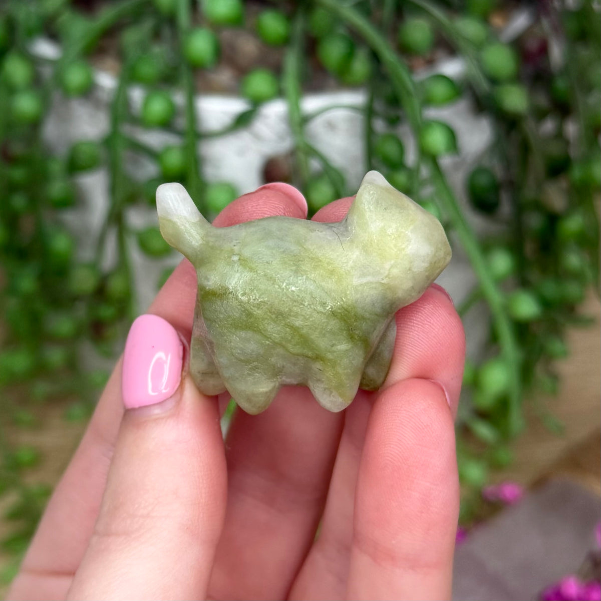 Green Jade Small Round Cat