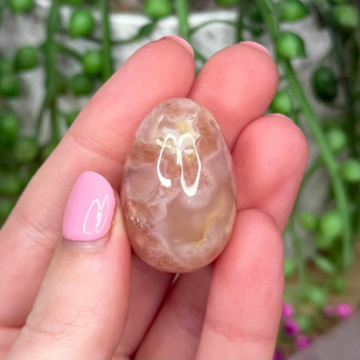 Pink Amethyst / Flower Agate Mini Egg 3