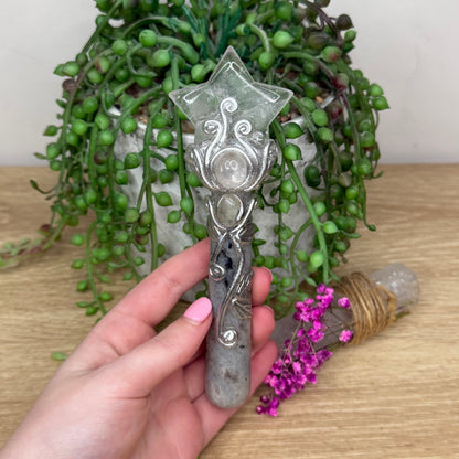 Clear Quartz / Labradorite Wand (700A)