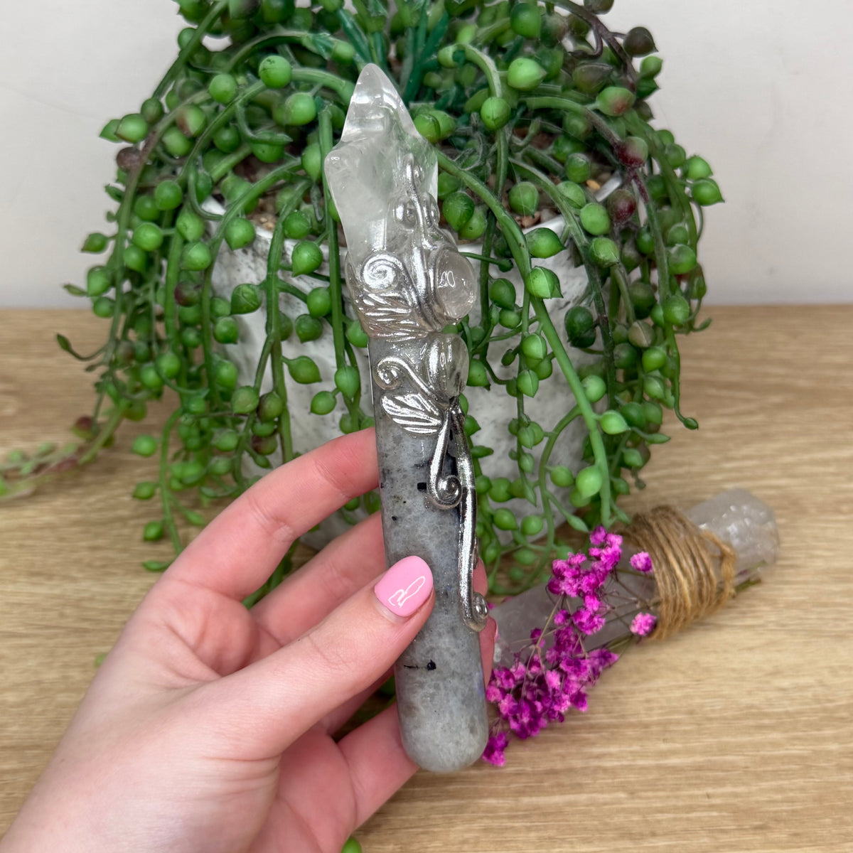 Clear Quartz / Labradorite Wand (700A)