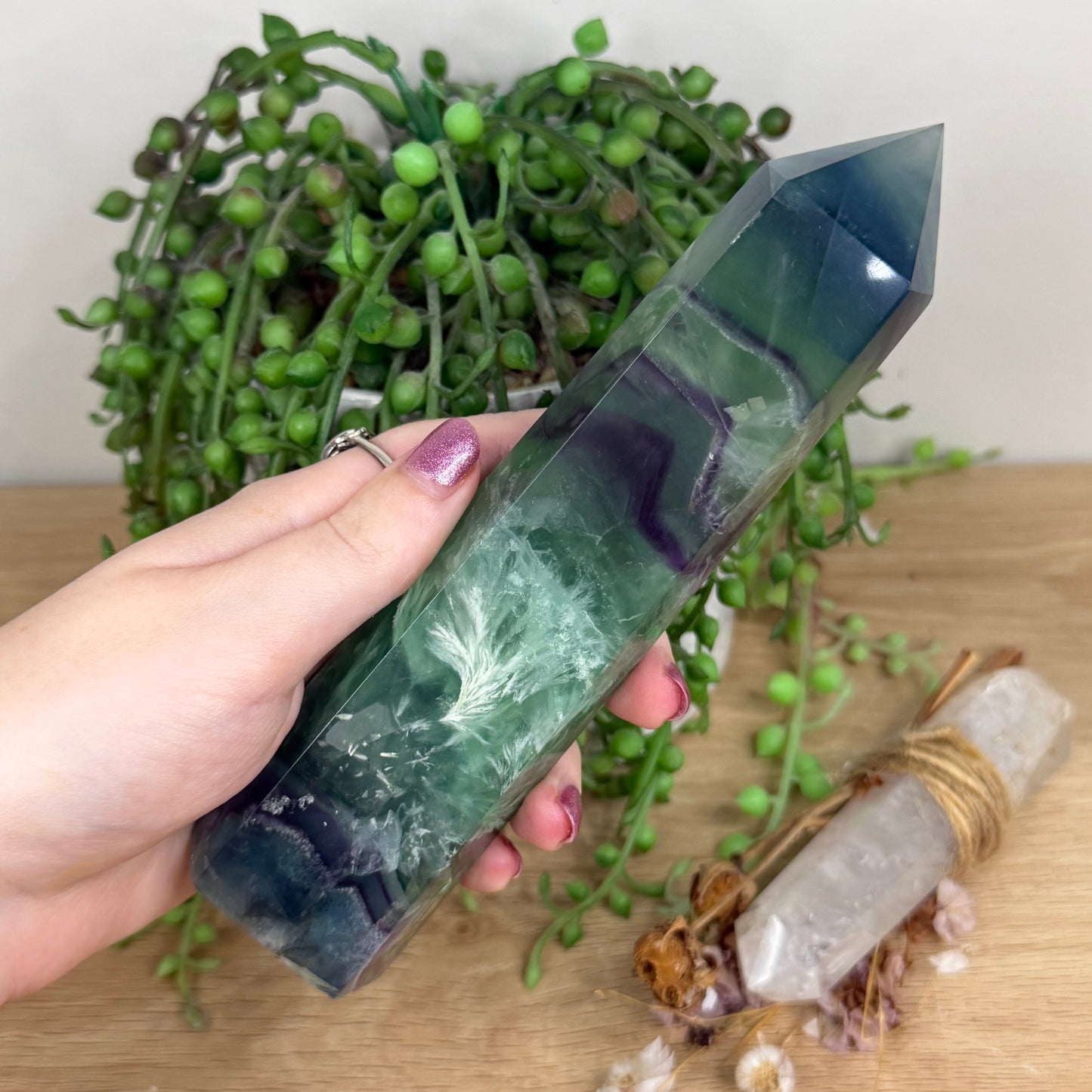 Rainbow Feather Fluorite Tower (W557)