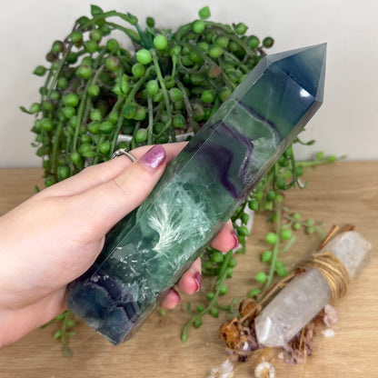 Rainbow Feather Fluorite Tower (W557)