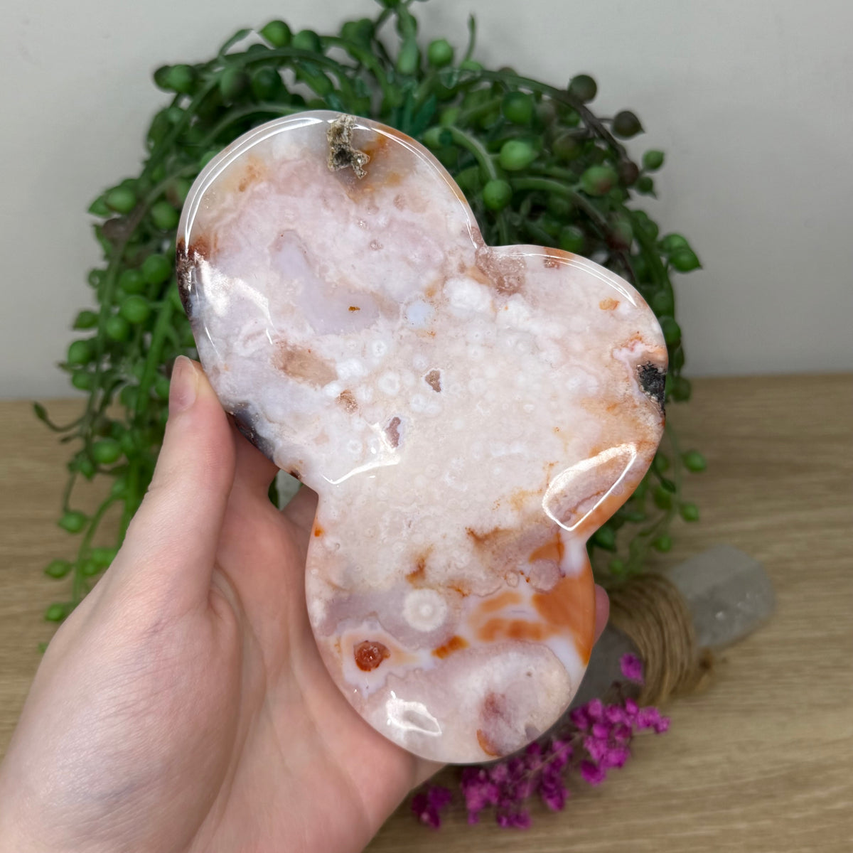 Pink Amethyst / Flower Agate / Carnelian Bowl (870A)