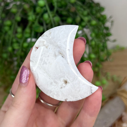 White Plume Agate Moon (X62)