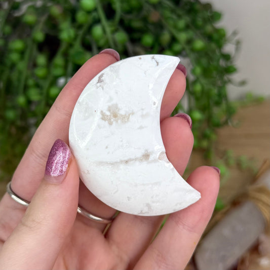 White Plume Agate Moon (X58)