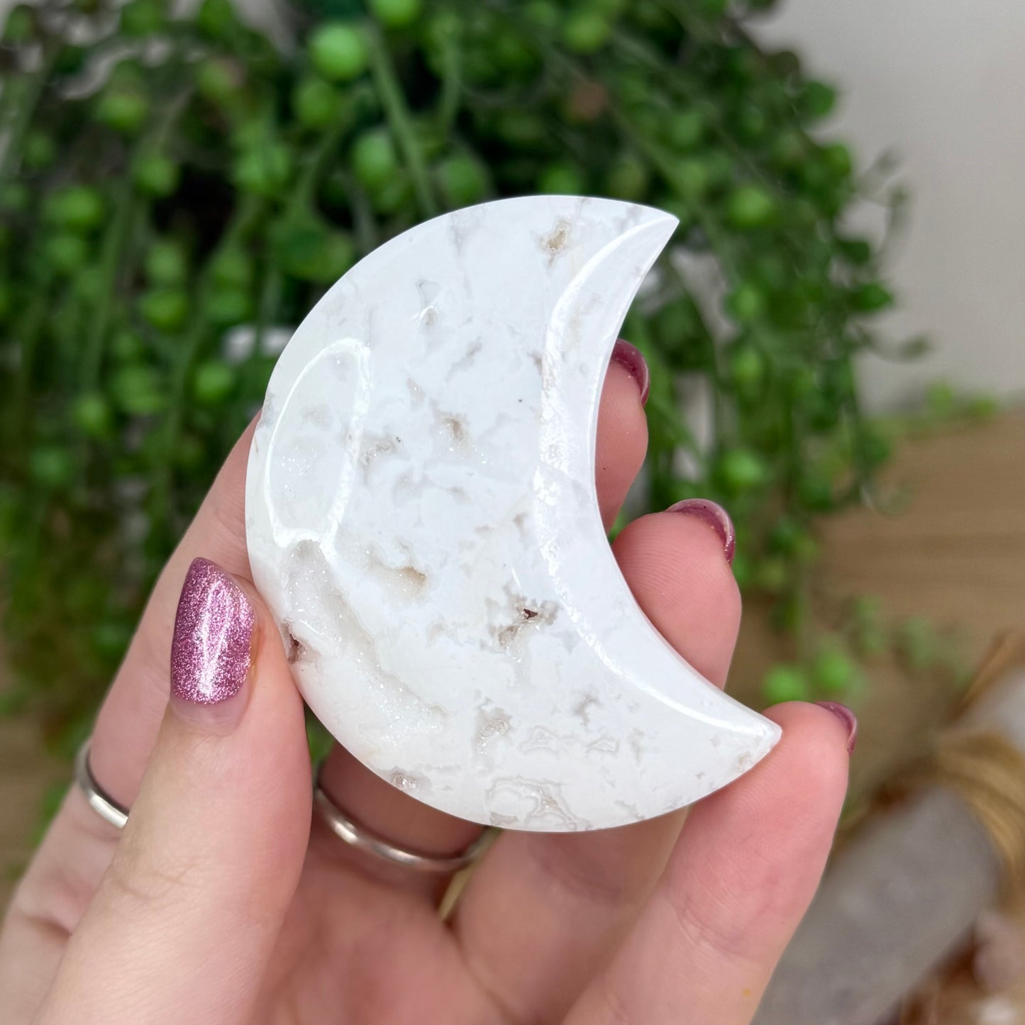 White Plume Agate Moon (X61)