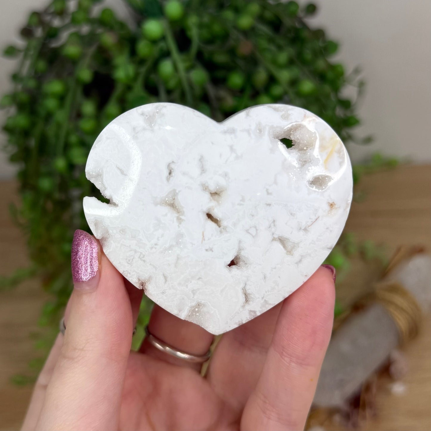White Plume Agate Heart (X64)