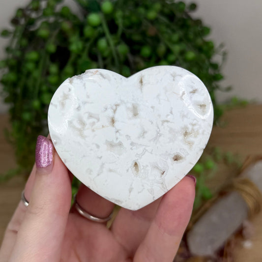 White Plume Agate Heart (X63)