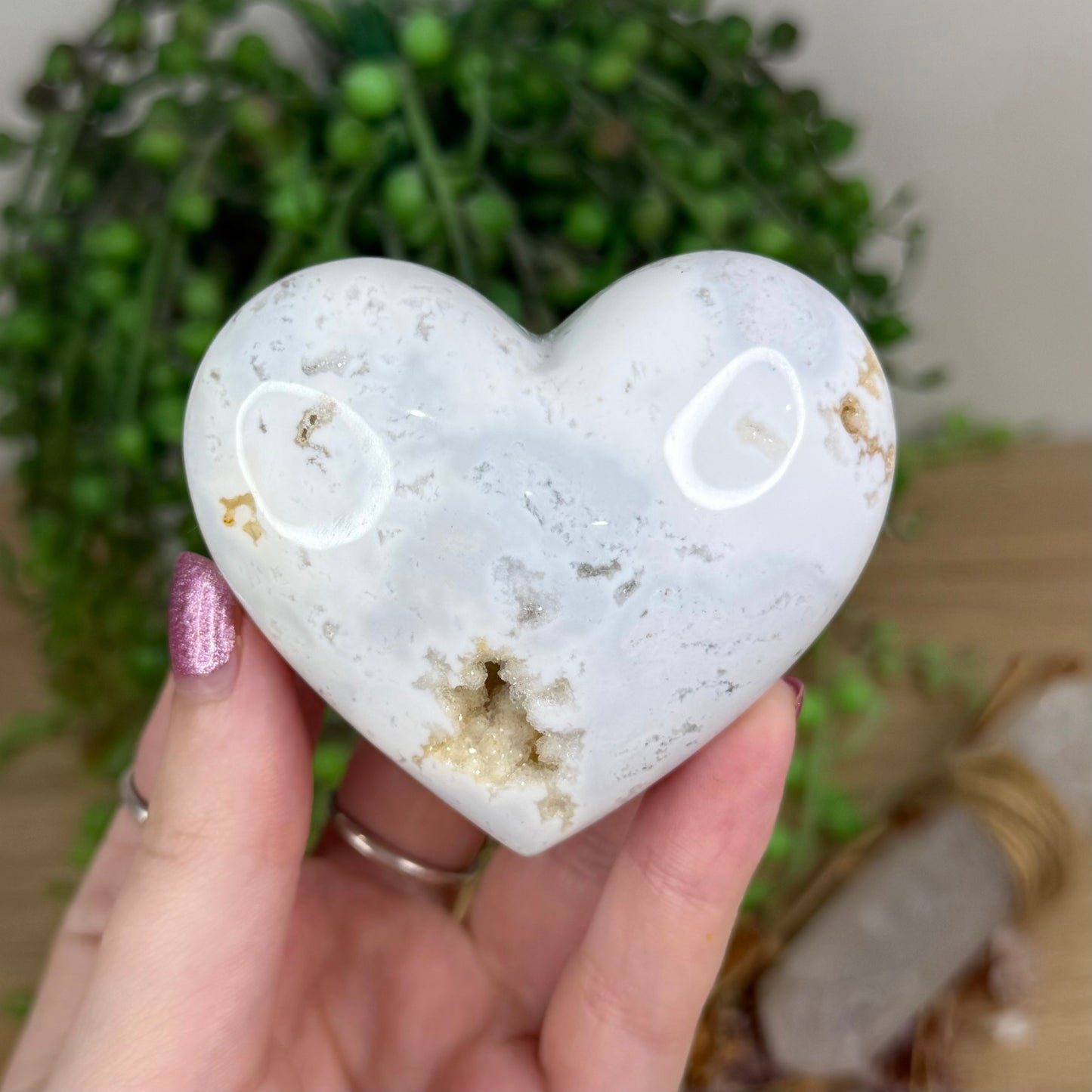 White Plume Agate Heart (X69)