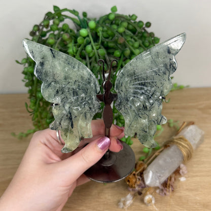 Prehnite Butterfly Wings On Stand (X50)