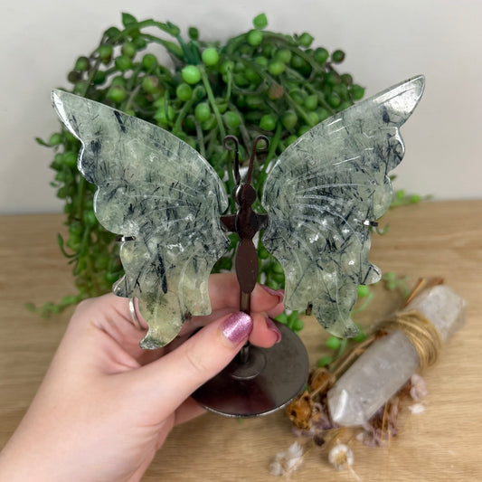 Prehnite Butterfly Wings On Stand (X50)
