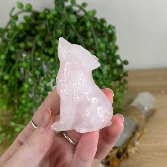 Rose Quartz Wolf (Q437)