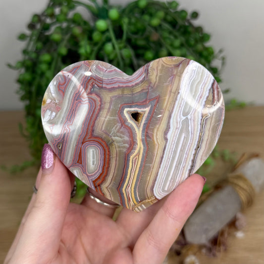 Pink Crazy Lace Agate Heart (X77)