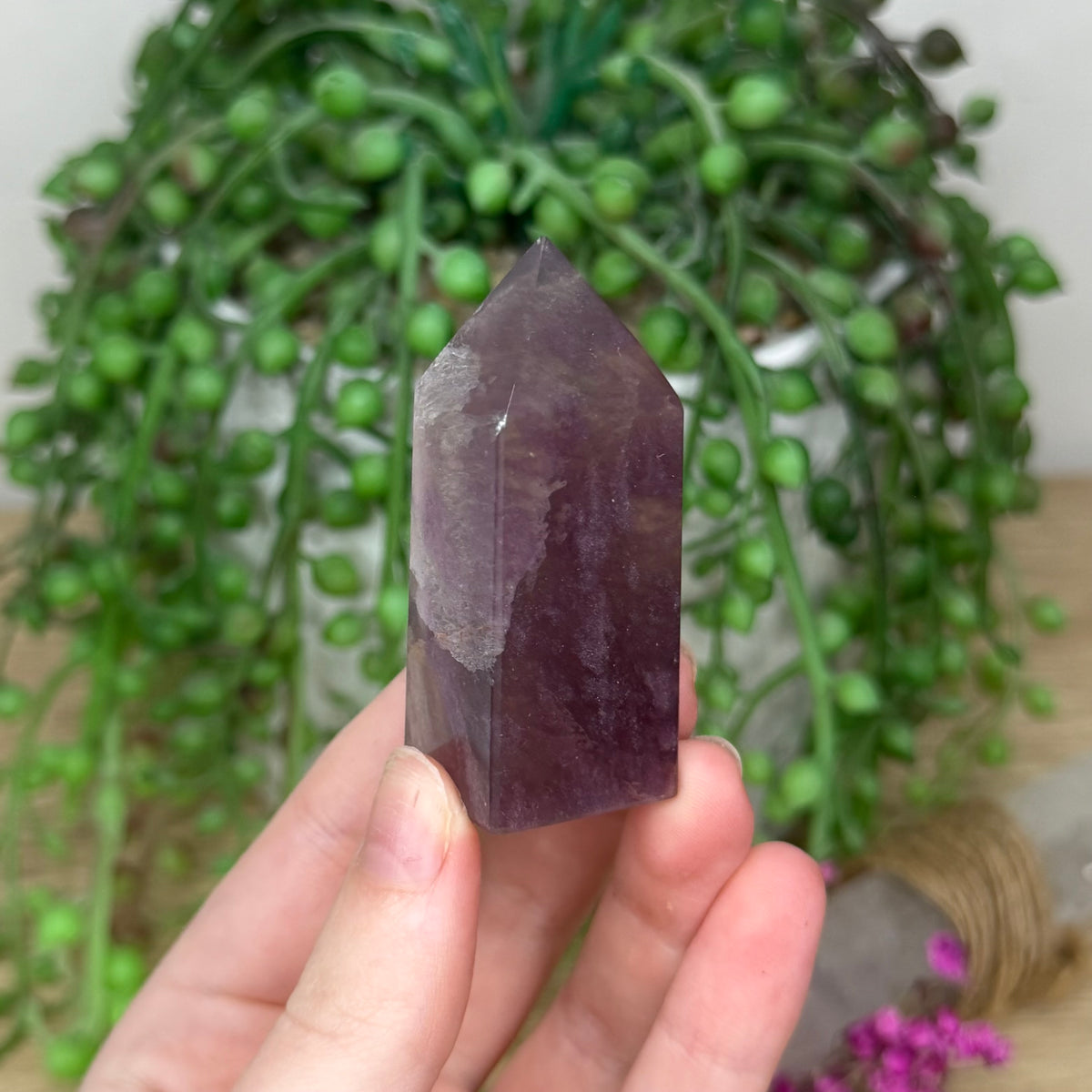 Purple Silk Fluorite Point (965A)