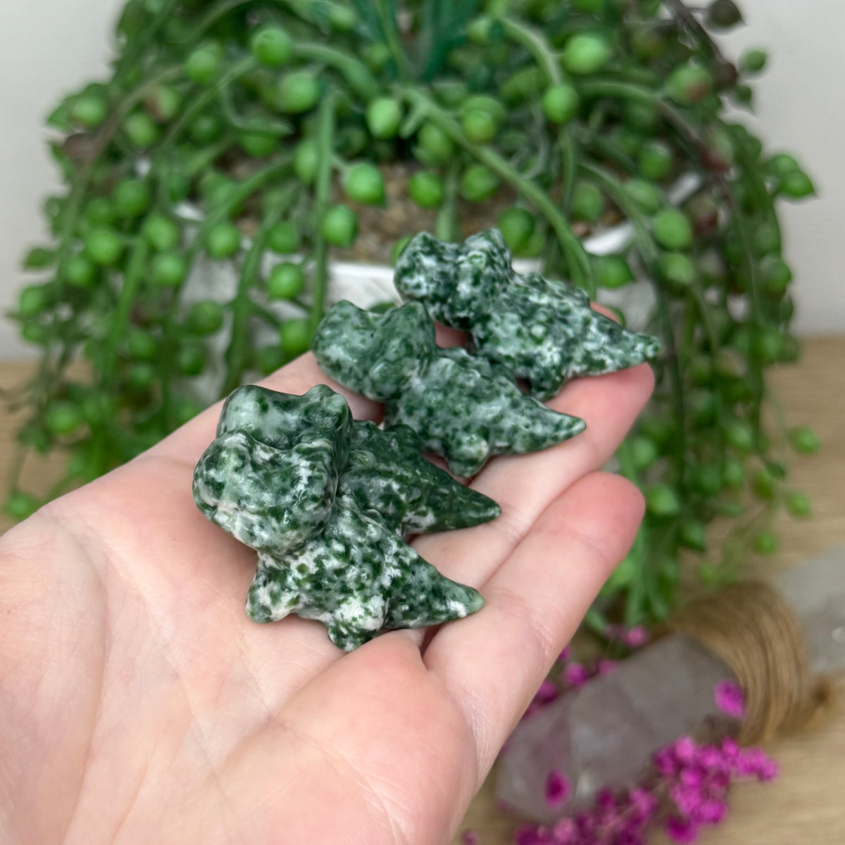 Green Spot Jasper Mini Crocodile