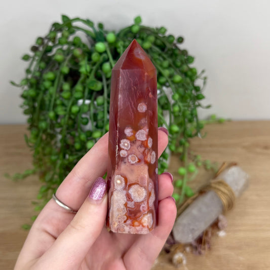 Carnelian / Flower Agate Point (W580)
