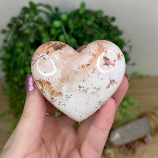 Pink Plume Agate Heart (W241)