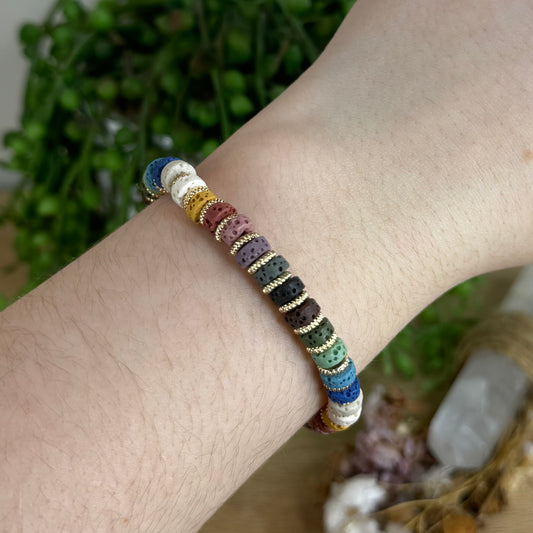 Rainbow Lava Stone Bracelet (Q474)
