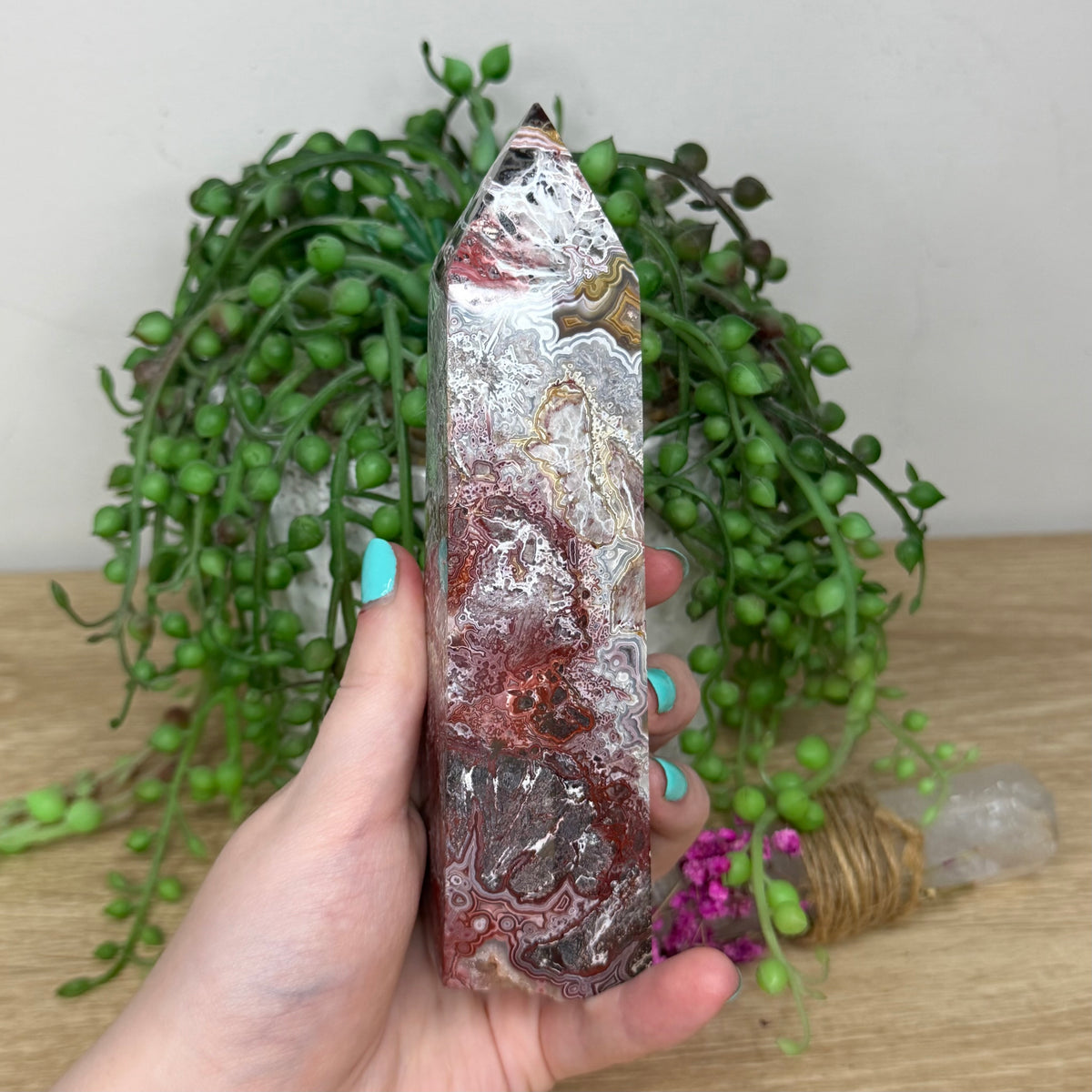 Mexican Crazy Lace Agate Tower (997A)