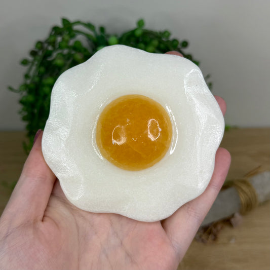 Yellow Calcite / White Jade Egg (W159)
