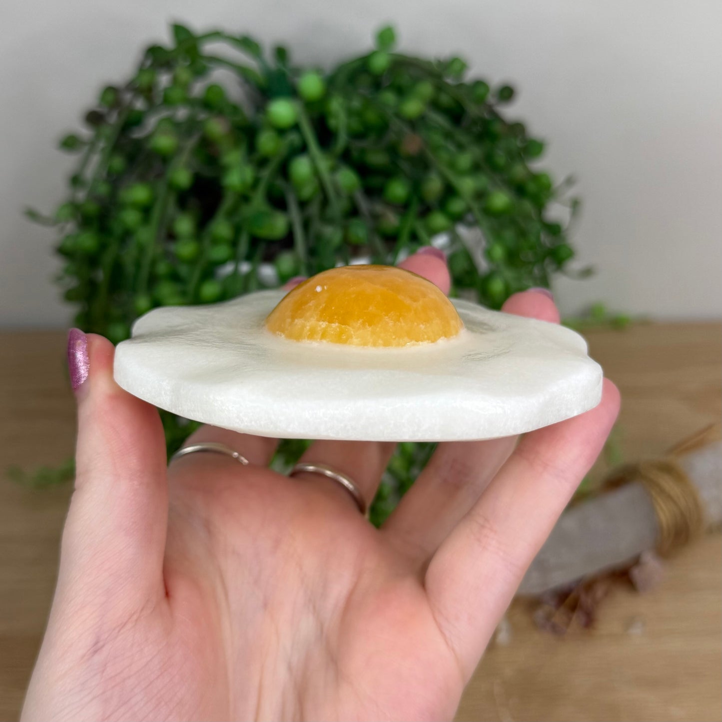 Yellow Calcite / White Jade Egg (W159)