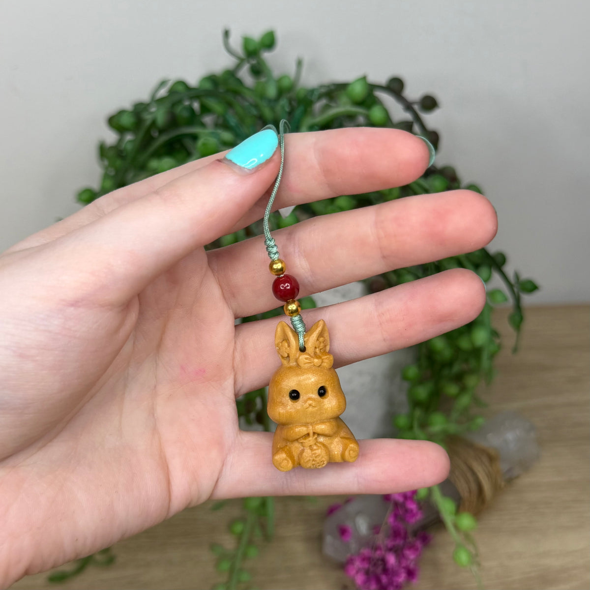 Wooden Bunny Keychain (571A)