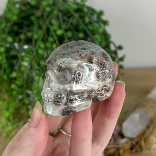 Russian Flower Agate Skull (Q787)