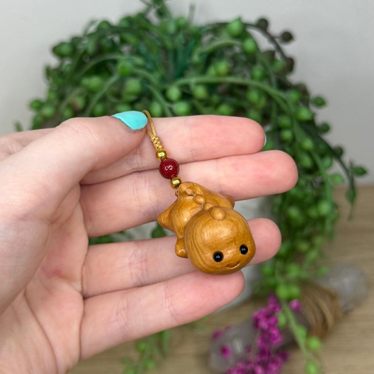 Wooden Chubby Dino Keychain (586A)