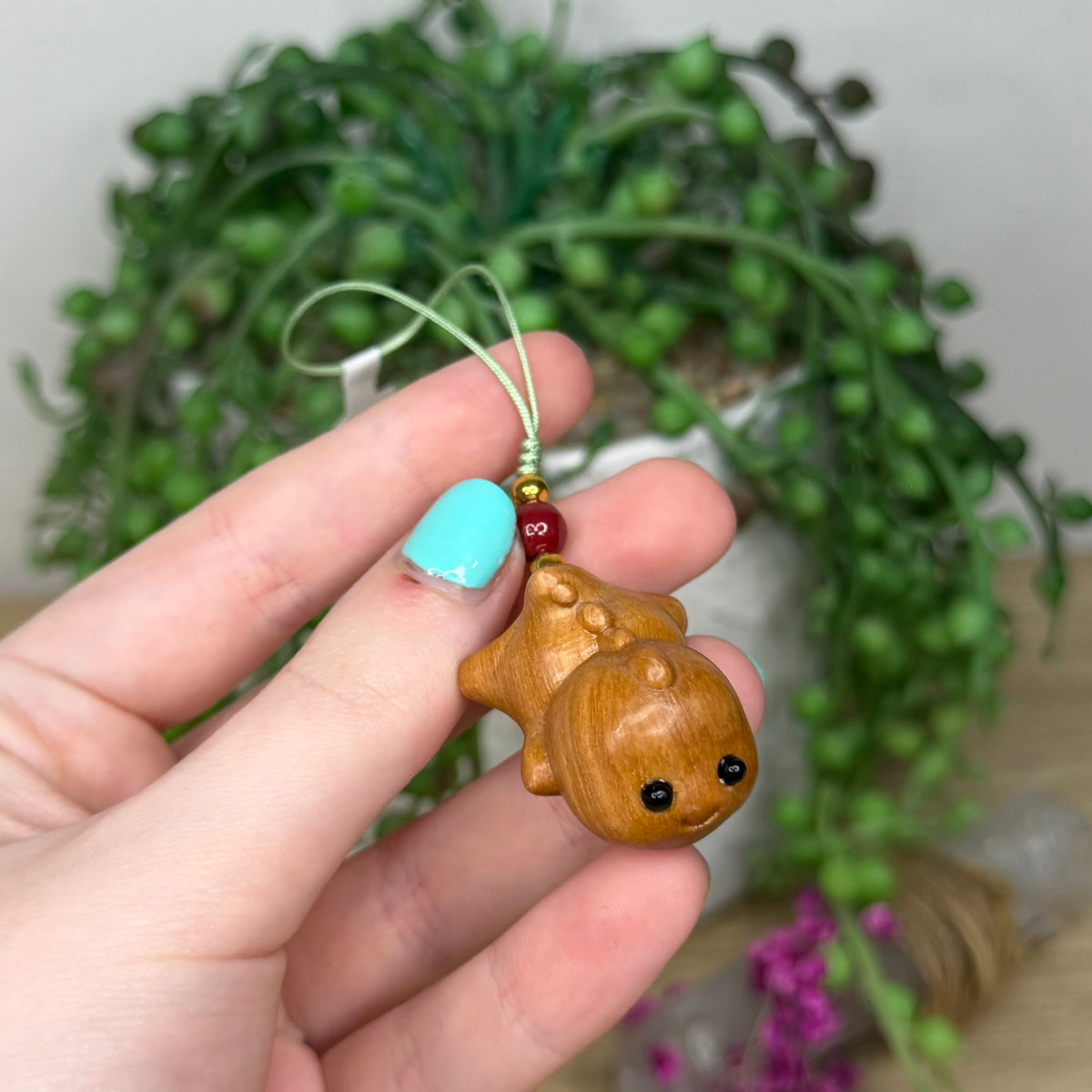 Wooden Chubby Dino Keychain (583A)