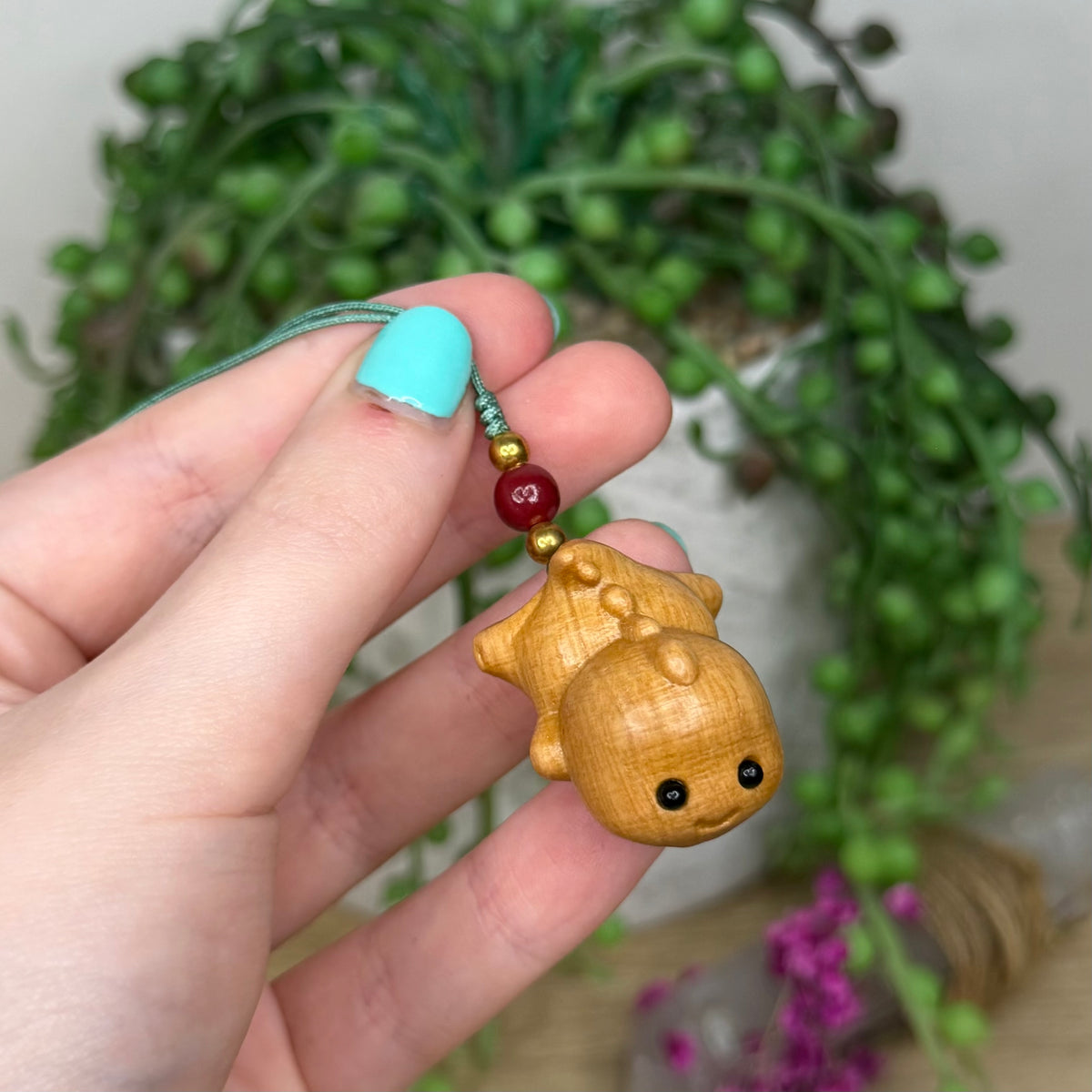 Wooden Chubby Dino Keychain (584A) (585A)